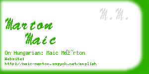 marton maic business card